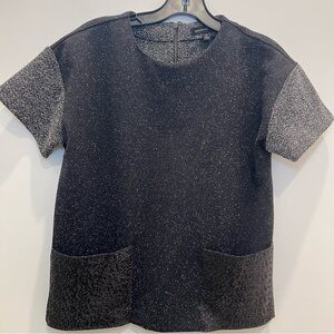 Banana Republic Black and Gray Short Sleeve Top Size Small (stunning )